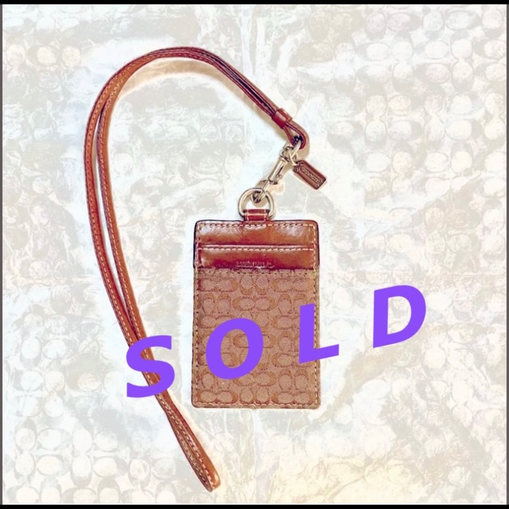 S-O-L-D Coach ID Lanyard in signature canvas, nwot